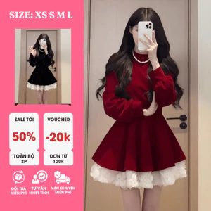 Đầm Nhung Công Chúa Phối Hoa 3D – Xoè Bồng, Sang Trọng, Ngọt Ngào (Có Size XS)