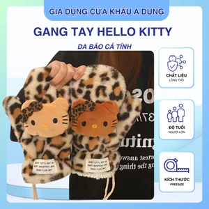 Găng Tay Hello Kitty Hoạ Tiết Da Báo Cho Mùa Đông Ấm Áp quà Tặng Giáng Sinh Phù Hợp Với Nàng Cá Tính