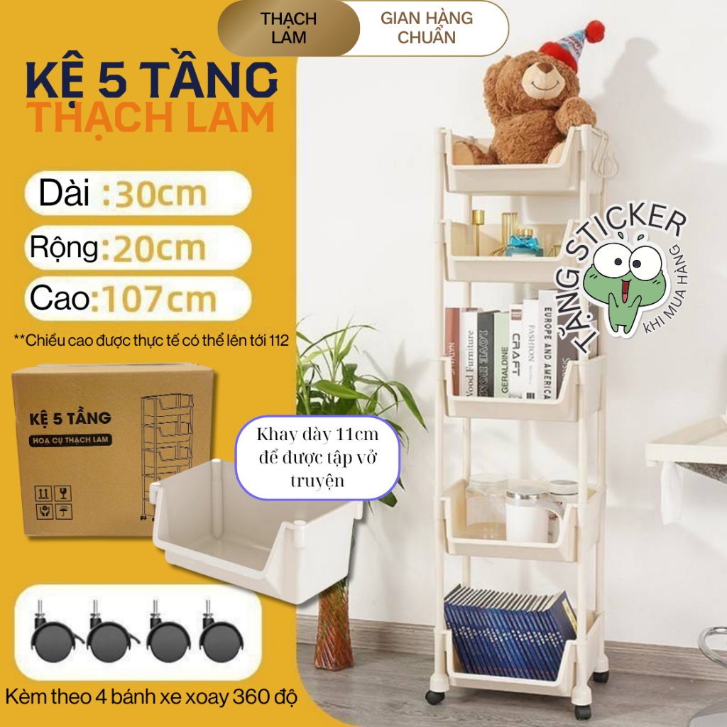 Hỏa tốc Kệ 5 Tầng Thạch Lam Kệ Nhựa Đa Năng Khay Sâu 11cm Kệ Đựng Sách Vở Kệ Lắp Siêu Chắc Tiện Dụng