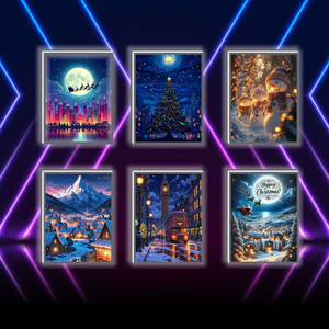 Tranh đèn led 3D đổi màu Giáng sinh - Christmas - Tranh đèn led 3D làm quà tặng, trang trí bàn làm việc, đèn ngủ