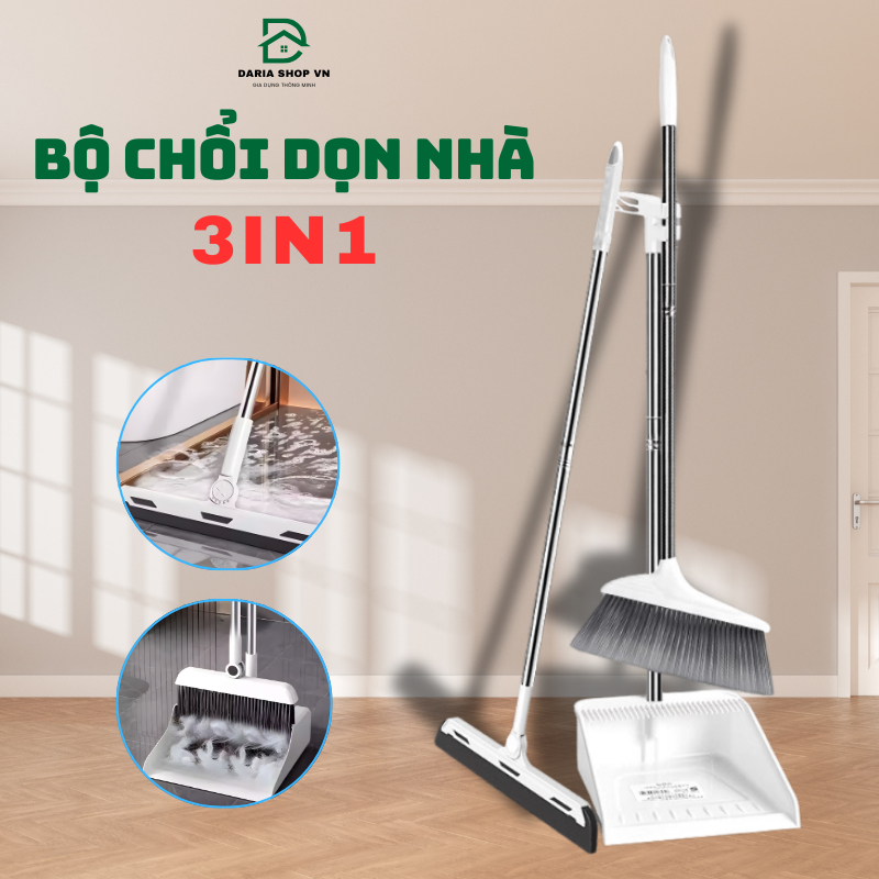 Bộ Chổi Quét Nhà 3in1 Kèm Hót Rác và Gạt Nước Tiện Lợi, Chổi Quét Nhà 3 ...