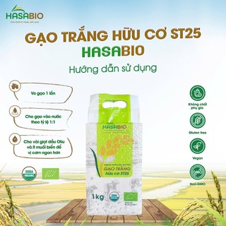 Gạo trắng hữu cơ ST25 Hoa Sữa/ Hasabio- Leaf Organic