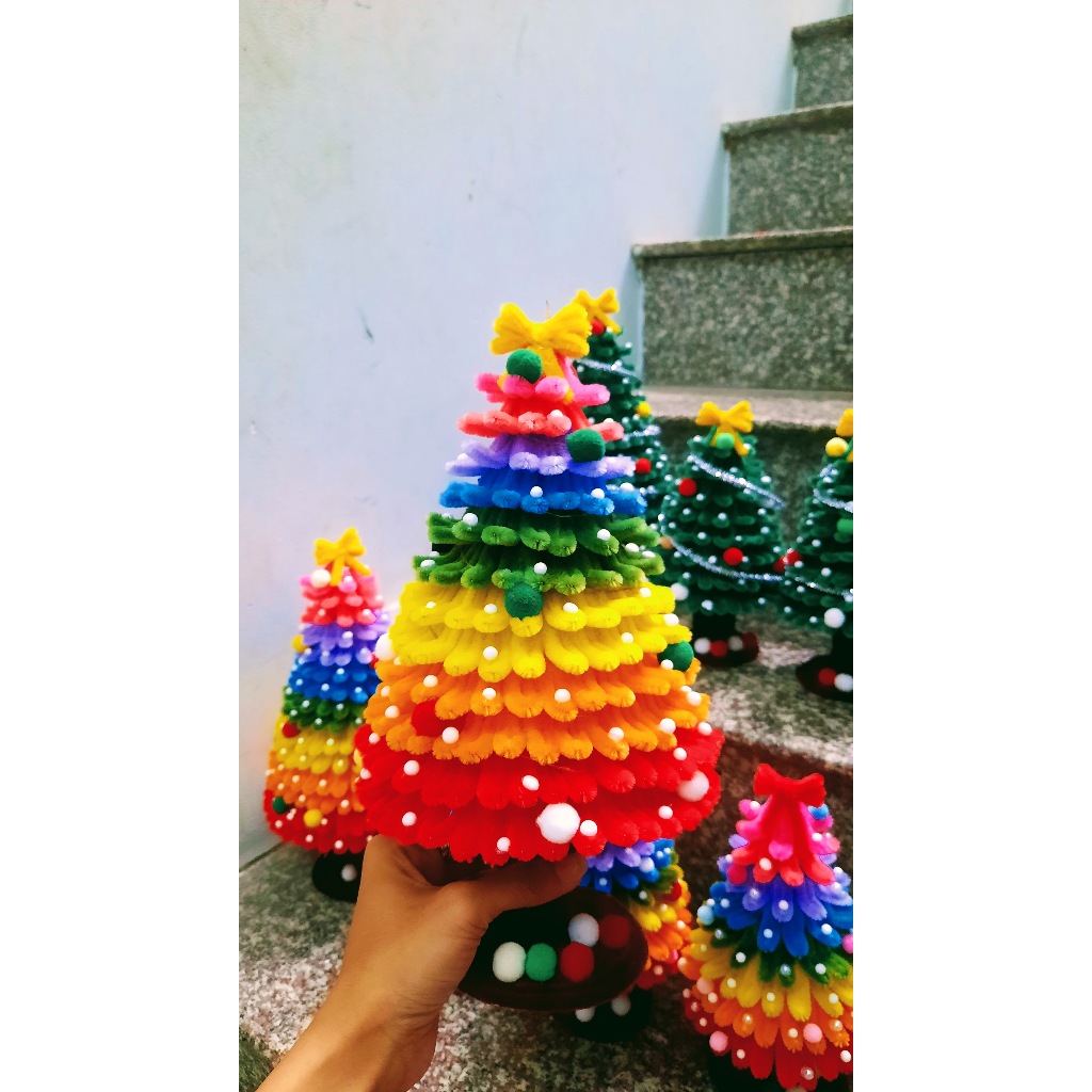 [2026] Cây Thông Noel Kẽm Nhung Handmade quà tặng, Decor trang trí giáng sinh (có đèn)