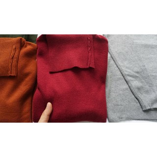 Áo Len Cổ Lọ Nam Đỏ Rượu Vang Form Slim Fit Ấm Mịn 50-85kg Áo Sweater Cổ Cao Nam ABABA lo6602-do