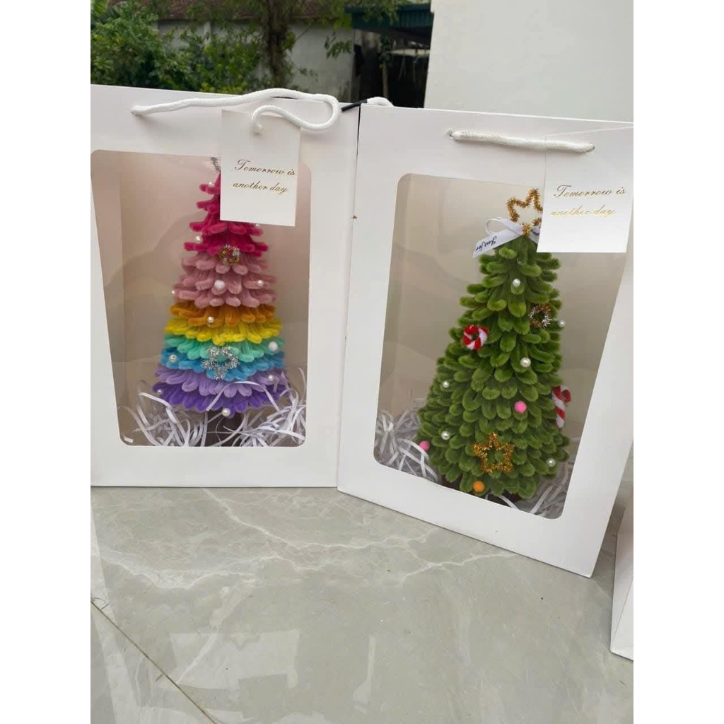 [2025] Cây Thông Noel Kẽm Nhung Handmade quà tặng, Decor trang trí giáng sinh (có đèn)