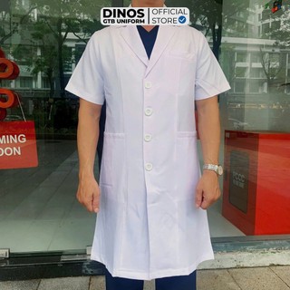 Áo Blouse Bác Sĩ Dược Sĩ DINOS GTB Vải Cotton Hàn Màu Trắng Tinh Chuẩn Form Nam Nữ