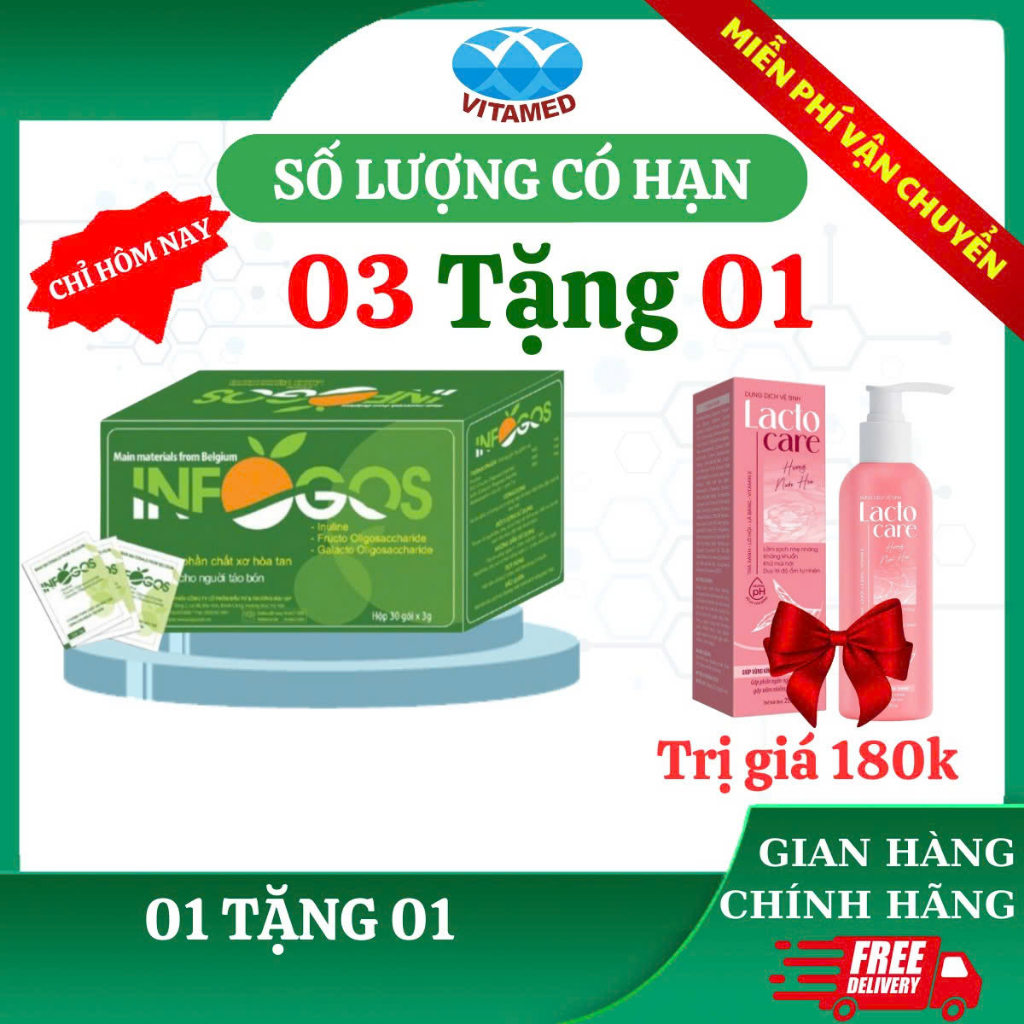 Infogoss 3g IAP - Chất xơ hòa tan hỗ trợ giảm táo bón, nhuận tràng (30 gói)