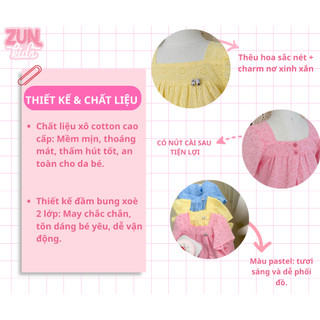 Váy Bé Gái Xô Thêu Lavie AZD545 – Chất Xô Cotton Mềm, Form Rộng Thoải Mái