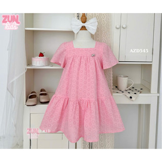 Váy Bé Gái Xô Thêu Lavie AZD545 – Chất Xô Cotton Mềm, Form Rộng Thoải Mái