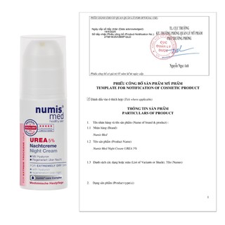 [cty] NUMIS MED Night Cream Urea 5% – Kem Dưỡng Ẩm Da Ban Đêm Urea 5%, Cho Da Khô Cơ Địa