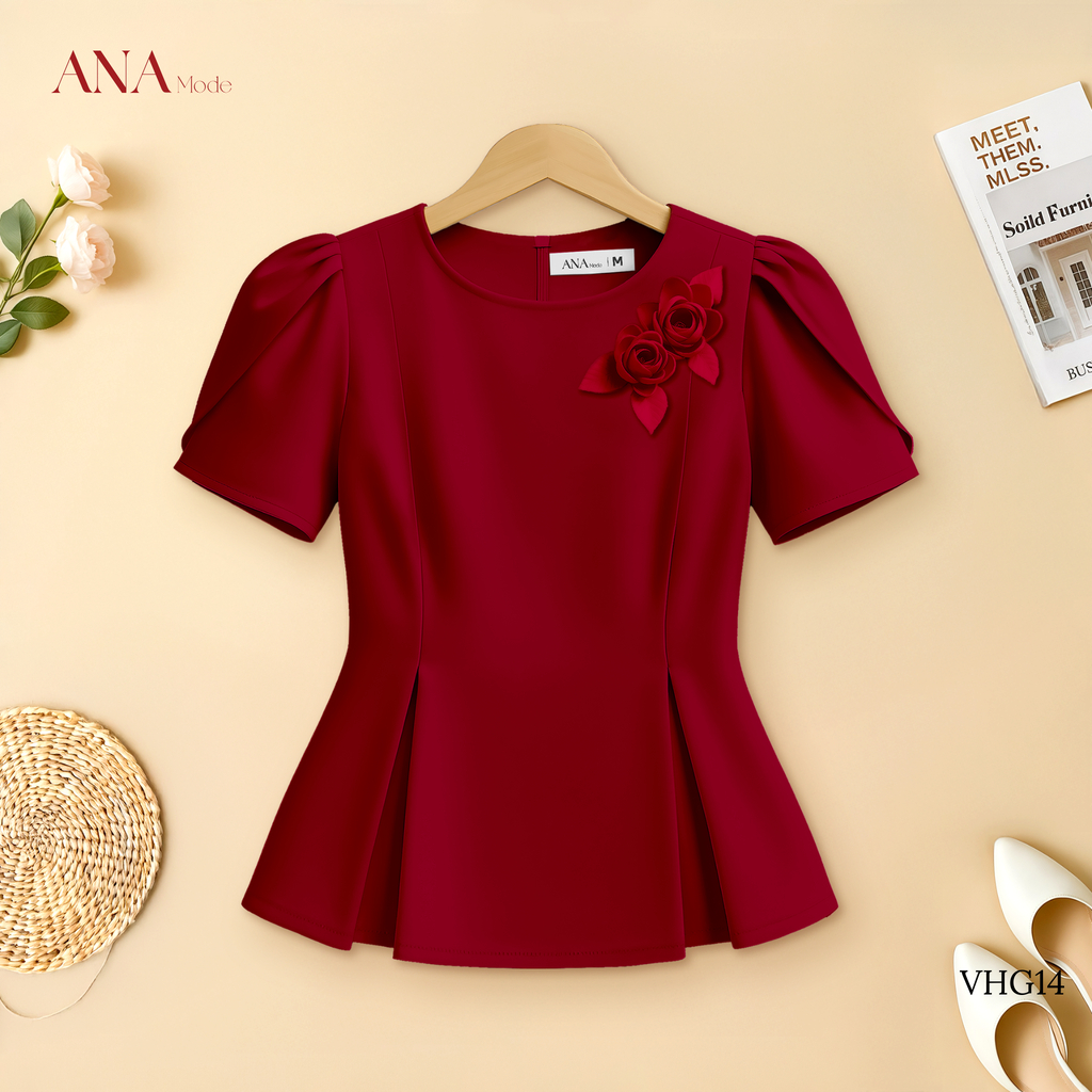 Áo Kiểu Công Sở Nữ ANA Mode Chất Liệu Cotton Lạnh Thanh Lịch Đi Tiệc Quà Tặng Mẹ AK25VHG14