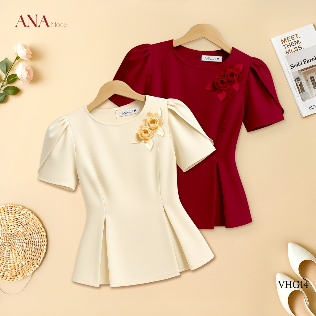 Áo Kiểu Công Sở Nữ ANA Mode Chất Liệu Cotton Lạnh Thanh Lịch Đi Tiệc Quà Tặng Mẹ AK25VHG14