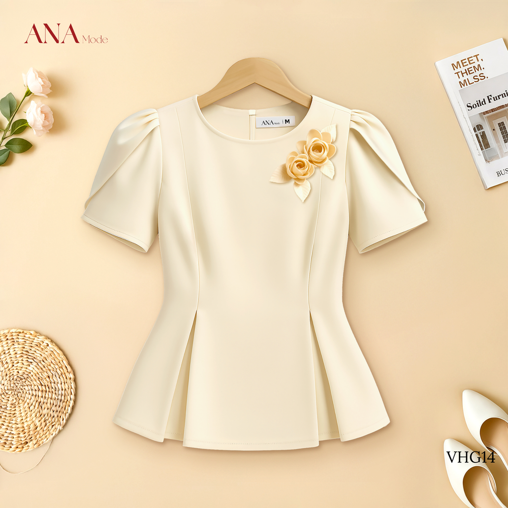 Áo Kiểu Công Sở Nữ ANA Mode Chất Liệu Cotton Lạnh Thanh Lịch Đi Tiệc Quà Tặng Mẹ AK25VHG14