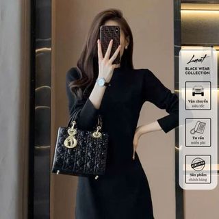 Đầm nữ dài tay đen phối voan phong cách thanh lịch LUST Váy nữ chất Umi cao cấp dày dặn QD347