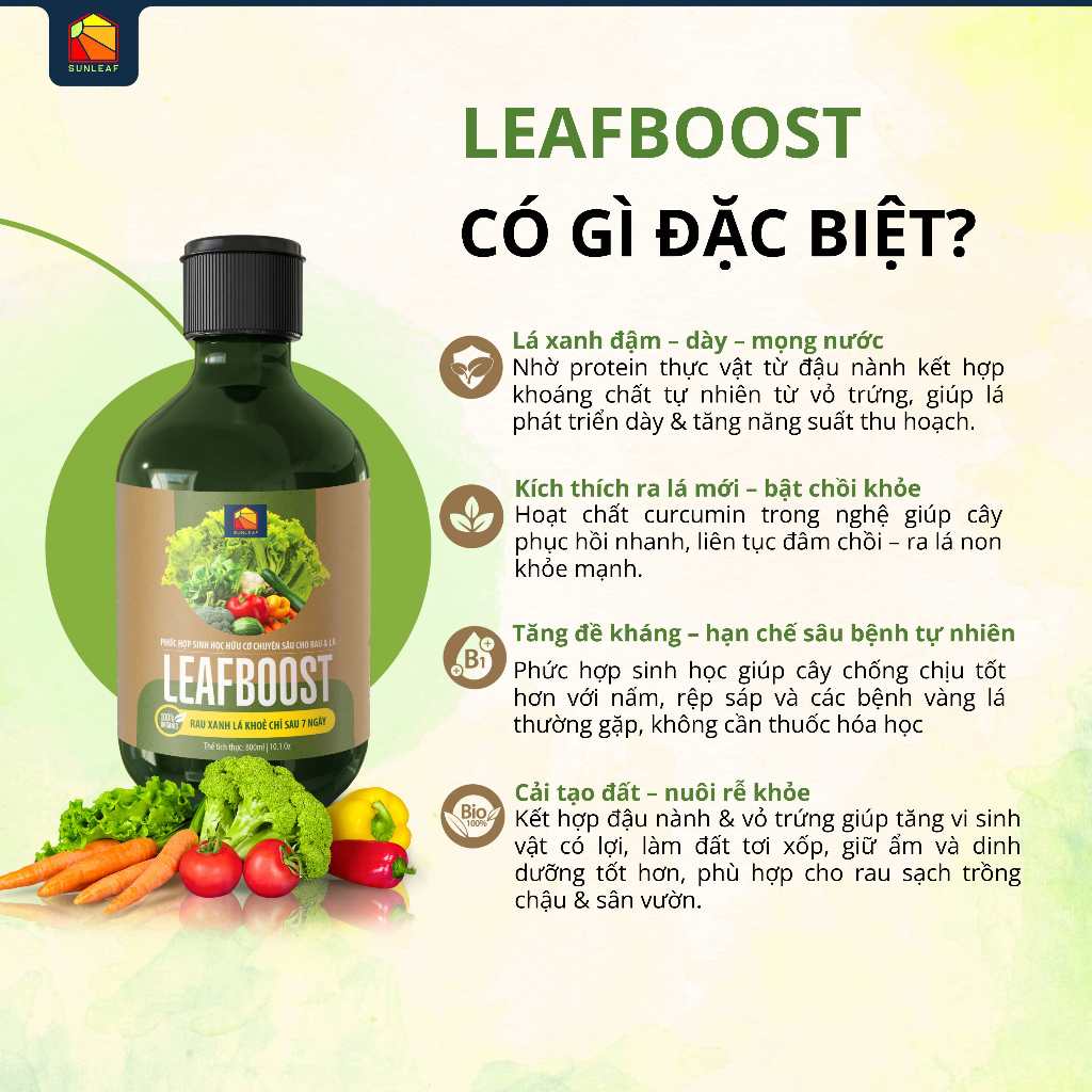 Kích Rễ Bung Chồi & Kích Mầm Hoa Rau, Dưỡng Lá Cho Rau Màu Phong Lan Cây Cảnh Hữu Cơ SUNLEAF
