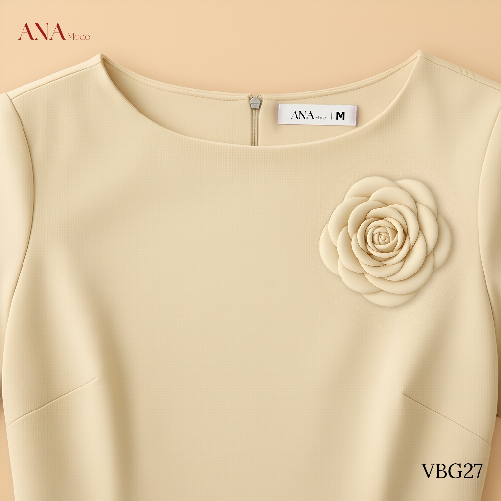 Đầm Đính Hoa Trung Niên ANA Mode Chất Liệu Cotton Lạnh Sang Trọng Đi Tiệc Quà Tặng Mẹ DM25VBG27