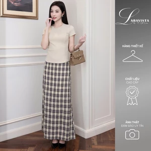LABAVISTA Chân váy dáng A họa tiết caro tôn dáng thiết kế trẻ trung dễ phối đồ có lót trong