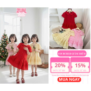 Đầm Bé Gái Cổ Sen Bèo Lai – Thiết Kế Cài Nút Trước, Dáng Tiểu Thư Dễ Thương