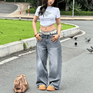 Quần Jean Ống Rộng Phối Dây GUPO Denim Wash Local Brand Chính Hãng - JDVR01
