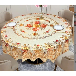Khăn Trải Bàn Tròn Họa Tiết 3D 1.5 x 1.5m Sang Trọng, Không Thấm Nước, Dễ Vệ Sinh