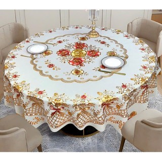 Khăn Trải Bàn Tròn Họa Tiết 3D 1.5 x 1.5m Sang Trọng, Không Thấm Nước, Dễ Vệ Sinh