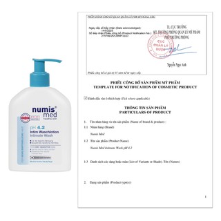 [cty] NUMIS MED Intimate Wash pH 4.2 – Dung Dịch Vệ Sinh Phụ Nữ pH 4.2, Cấp Ẩm, Ngăn Mùi Da Nhạy Cảm