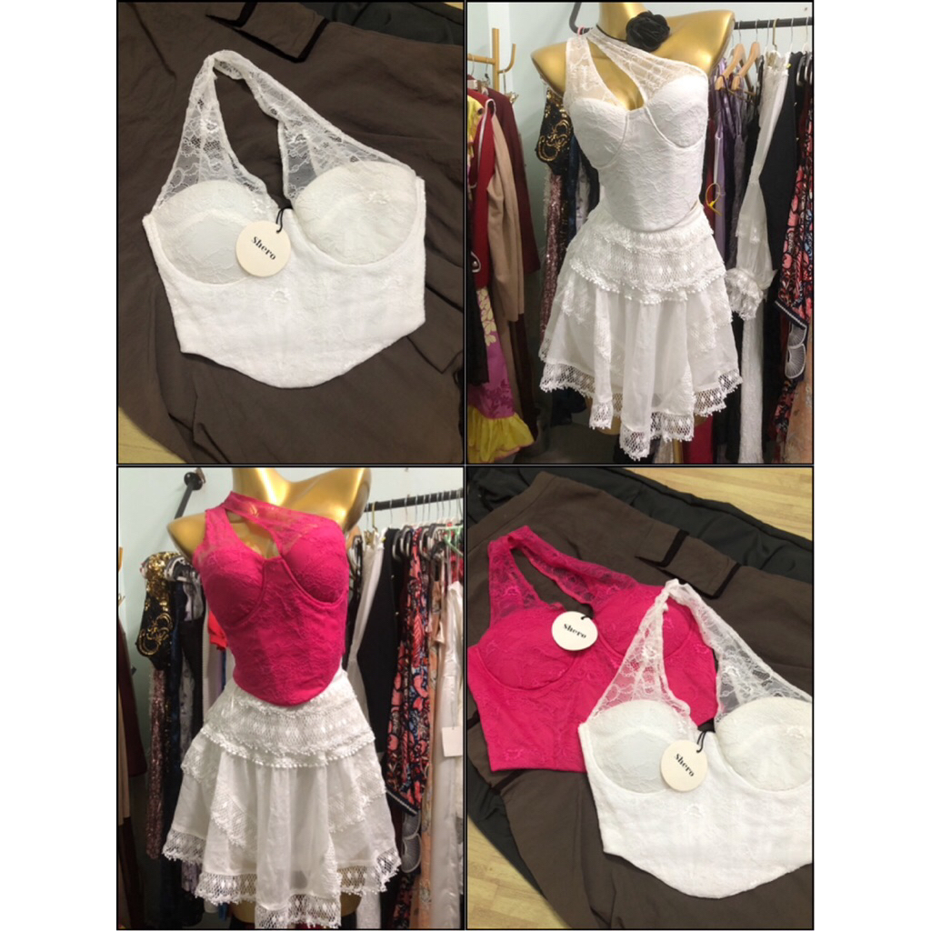 Shero | Áo ren corset lệch vai full tag