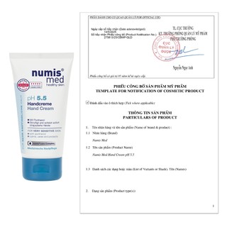 [cty] NUMIS MED Hand Cream pH 5.5 75ml – Kem Dưỡng Da Tay pH 5.5, Cho Da Tay Khô, Nhạy Cảm