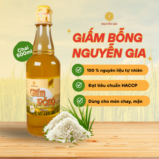 Giấm Bỗng Nguyễn Gia Lên Men Tự Nhiên 500ml / 1L NGG010