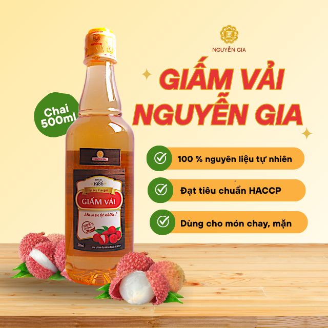 Giấm Vải Nguyễn Gia Lên Men Tự Nhiên 500ml NGG0071