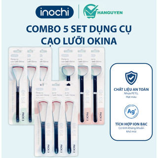 Combo 5 set dụng cụ cạo lưỡi Okina – chứa ion bạc kháng khuẩn, an toàn, giảm hôi miệng hiệu quả