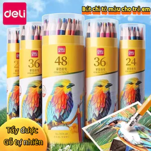 Deli Colored Pencils Gốc Dầu 12/24/36/48 Màu – Nét Đẹp, Bền Chì, Dễ Tô
