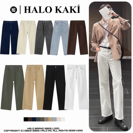 [FULL MÀU] QUẦN JEANS TRẮNG/ĐEN BAGGY TRƠN (VẢI CAO CẤP) - FORM BAGGY SUÔNG ỐNG RỘNG BASIC NAM NỮ HALO KAKI