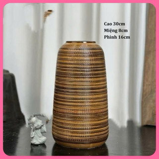 Bình hoa dáng đu đủ 3 size gốm sứ Bát Tràng cắm các loại hoa, decor trang trí nhà cửa