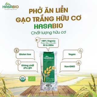 Phở gạo trắng ăn liền hữu cơ HasaBio 400g