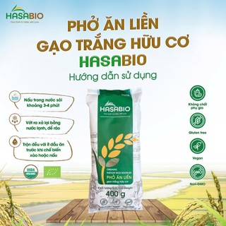 Phở gạo trắng ăn liền hữu cơ HasaBio 400g