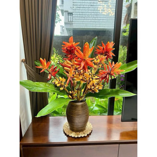Bình gốm cắm hoa dáng chum miệng rộng cao 31cm gốm sứ Bát Tràng
