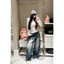 Quần jeans suông gân mài bạc lót nỉ