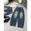 Quần jeans suông gân mài bạc lót nỉ
