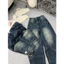 Quần jeans suông gân mài bạc lót nỉ