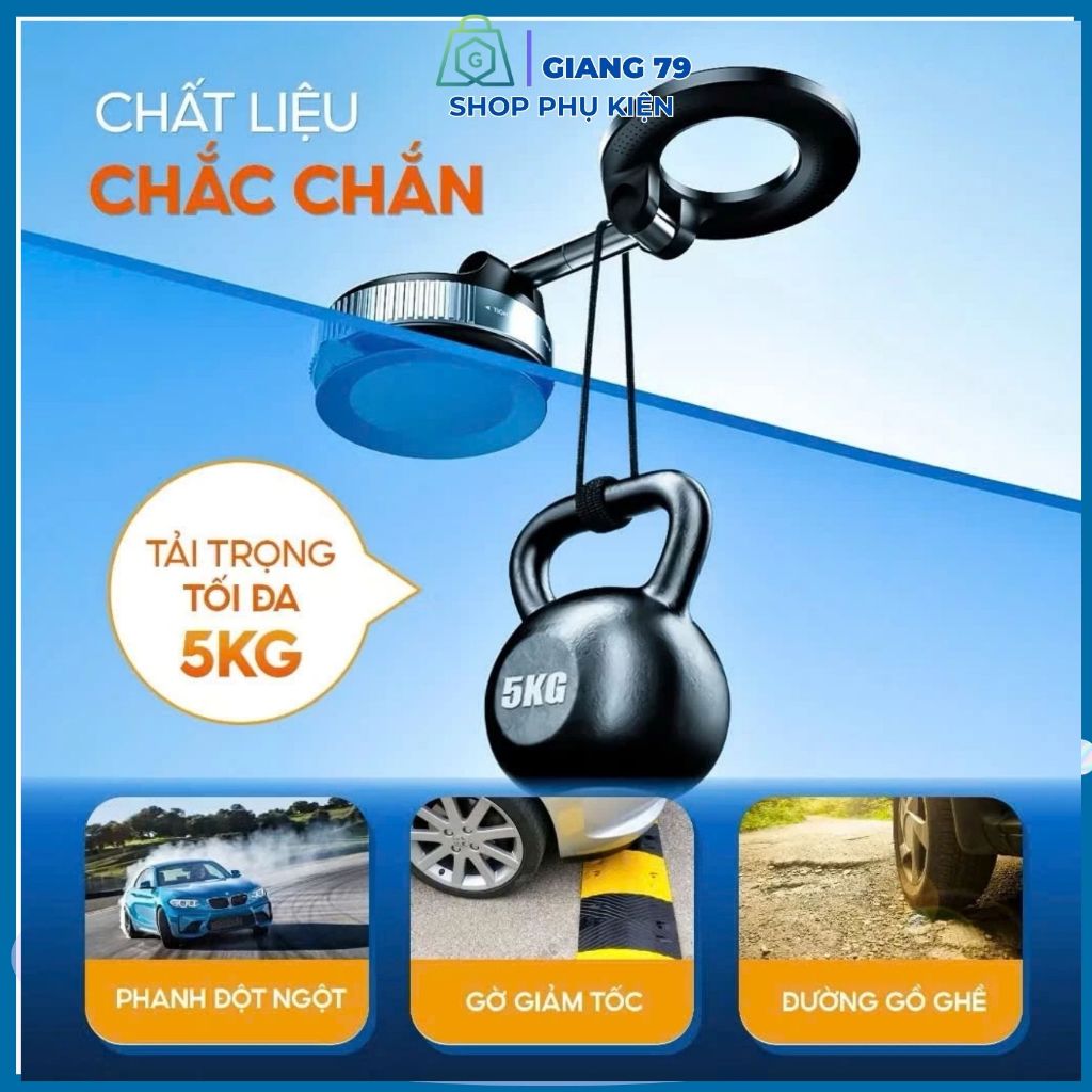 Giá Đỡ Điện Thoại Từ Tính Trên Xe Hơi K007 Đế  Hút Chân Không, Xoay 360. Gập 180