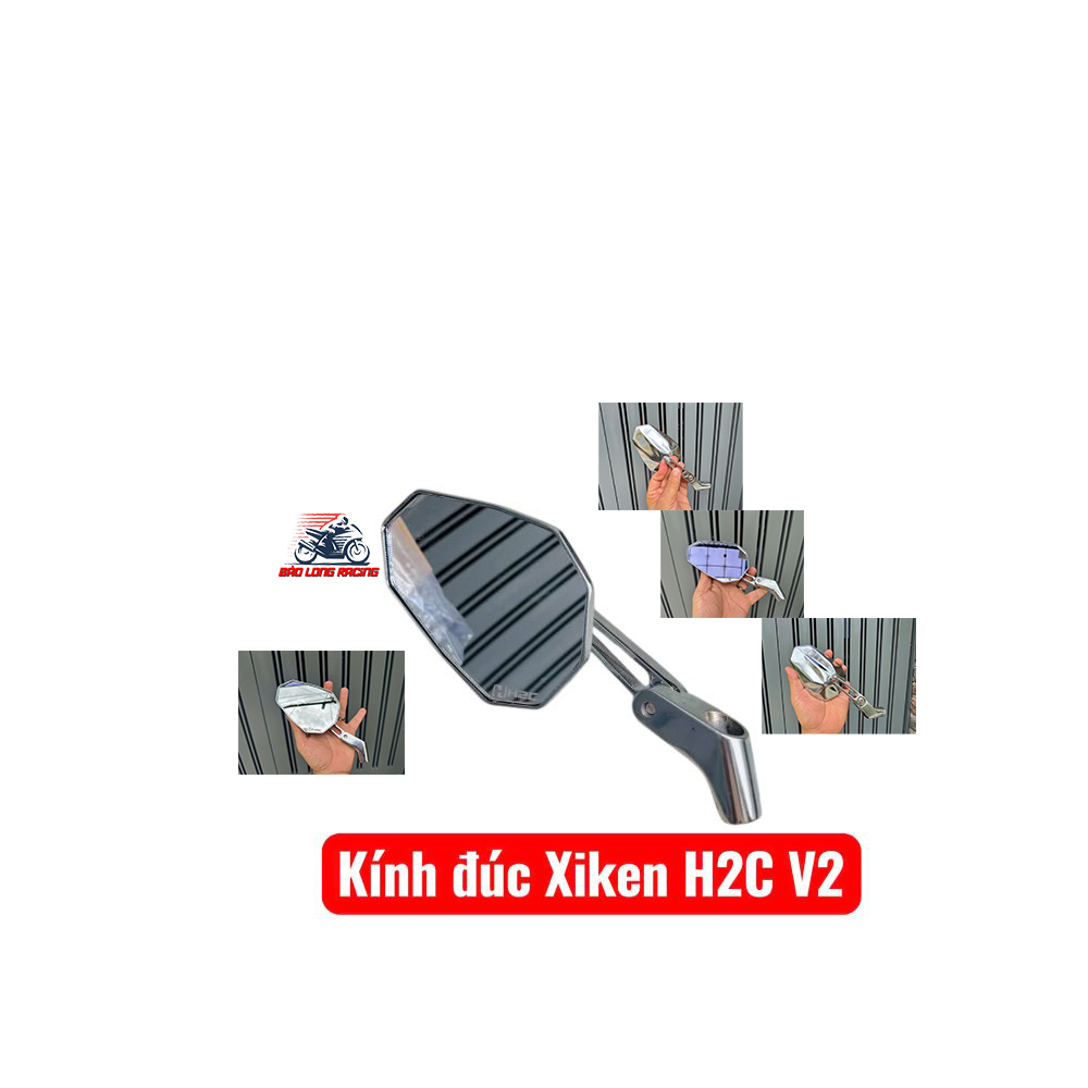 Kính nhôm Đúc xiken H2C V2 chân 10 li gắn xe máy