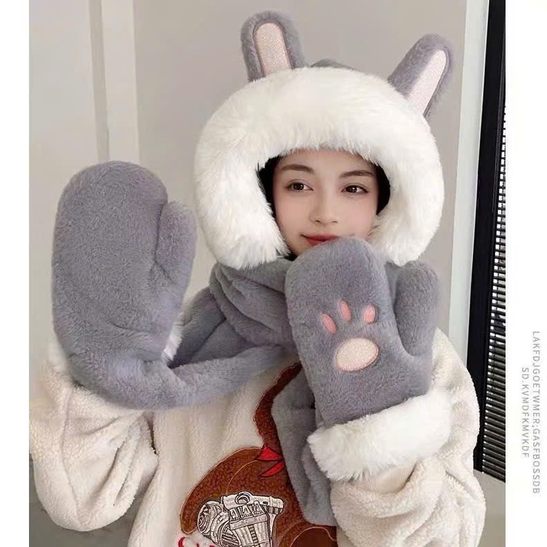 Mũ bông khăn quàng kèm bao tay 2 mẫu mới xinh dễ thương