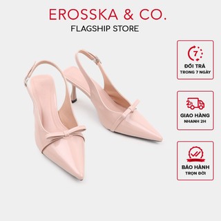 [EROSSKA] - Giày cao gót nữ mũi nhọn phối nơ kiểu dáng đơn giản thanh lịch màu hồng cao 8cm - EH044