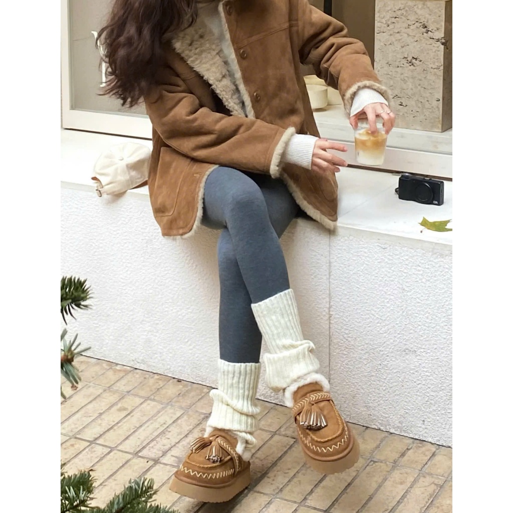 (SẴN)Quần legging liền tất chất len lông dày dặn co giãn mùa thu đông QLG002 - Tiktik
