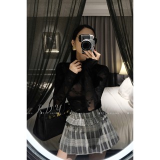 Set nàng thơ áo ren nơ cổ lọ chất co dãn mix chân váy ren xếp ly siêu đẹp sang chảnh dành cho chị em - Baotrang.clothes