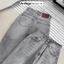 Quần jean ống suông nữ xám nhạt cá tính, chất jean denim không giãn dày dặn Anngo - AT559