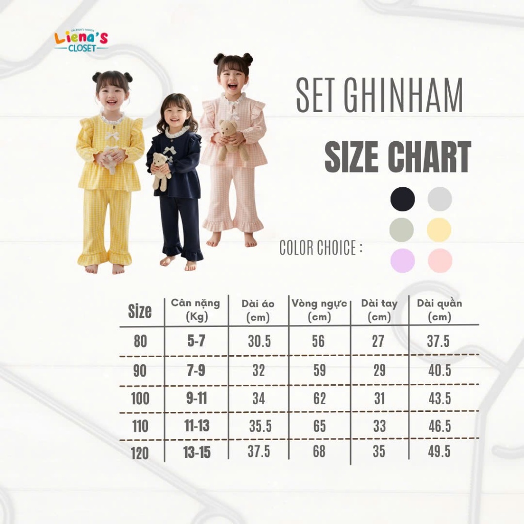 Bộ Quần Áo Dài Tay Mùa Đông Bé Gái Chất Liệu Len Cao Cấp Ấm Áp An Toàn Cho Bé Nhà Liena's Closet