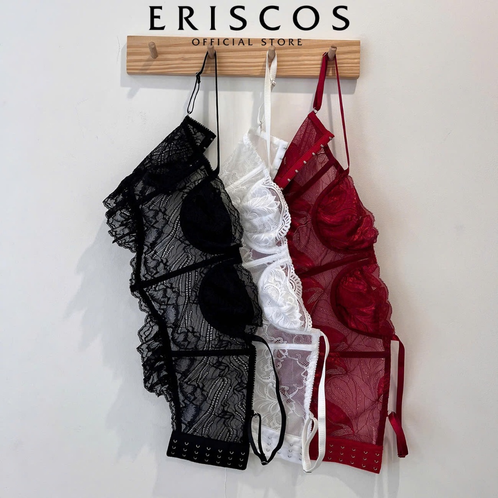 Eriscos áo corset ren có gọng nâng nhẹ ngực dáng quả ngang ôm nửa quả chân áo mix bèo quyến rũ mùa Thu mix cùng blazer
