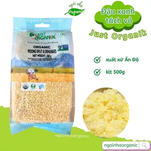 Đậu xanh hữu cơ tách vỏ Just Organik 500g - nấu chè, xôi, ăn dặm cho bé